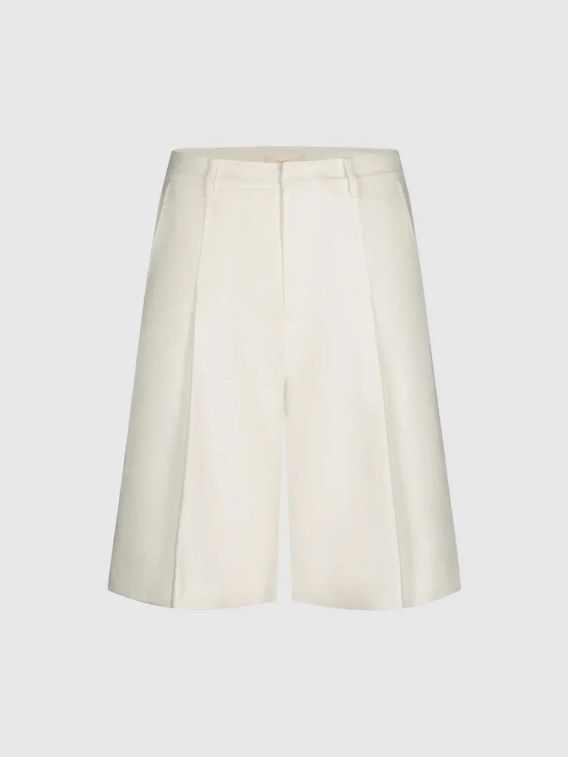 Linen Cotton Blend Pleated Wide Leg Shorts