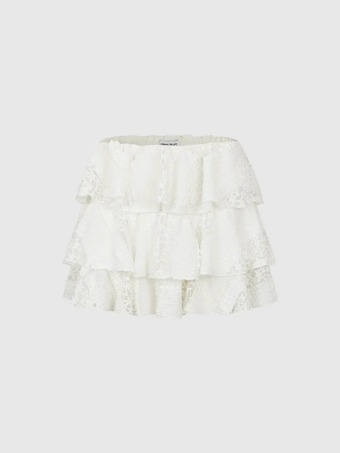5797-fine-stretch-lace-tiered-off-shoulder-a-line-mini-skirts-4.webp Fine Stretch Lace Tiered Off Shoulder A-Line Mini Skirts