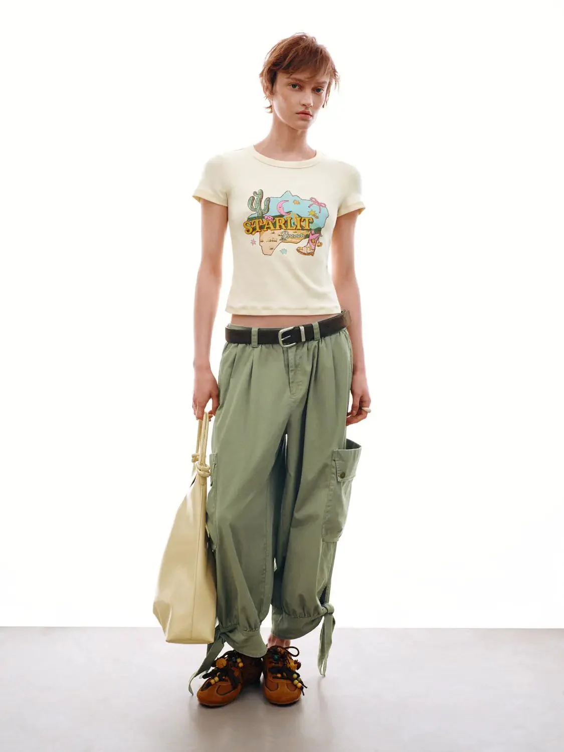 Graphic Cotton Elastane Desert Cactus Print T-Shirts