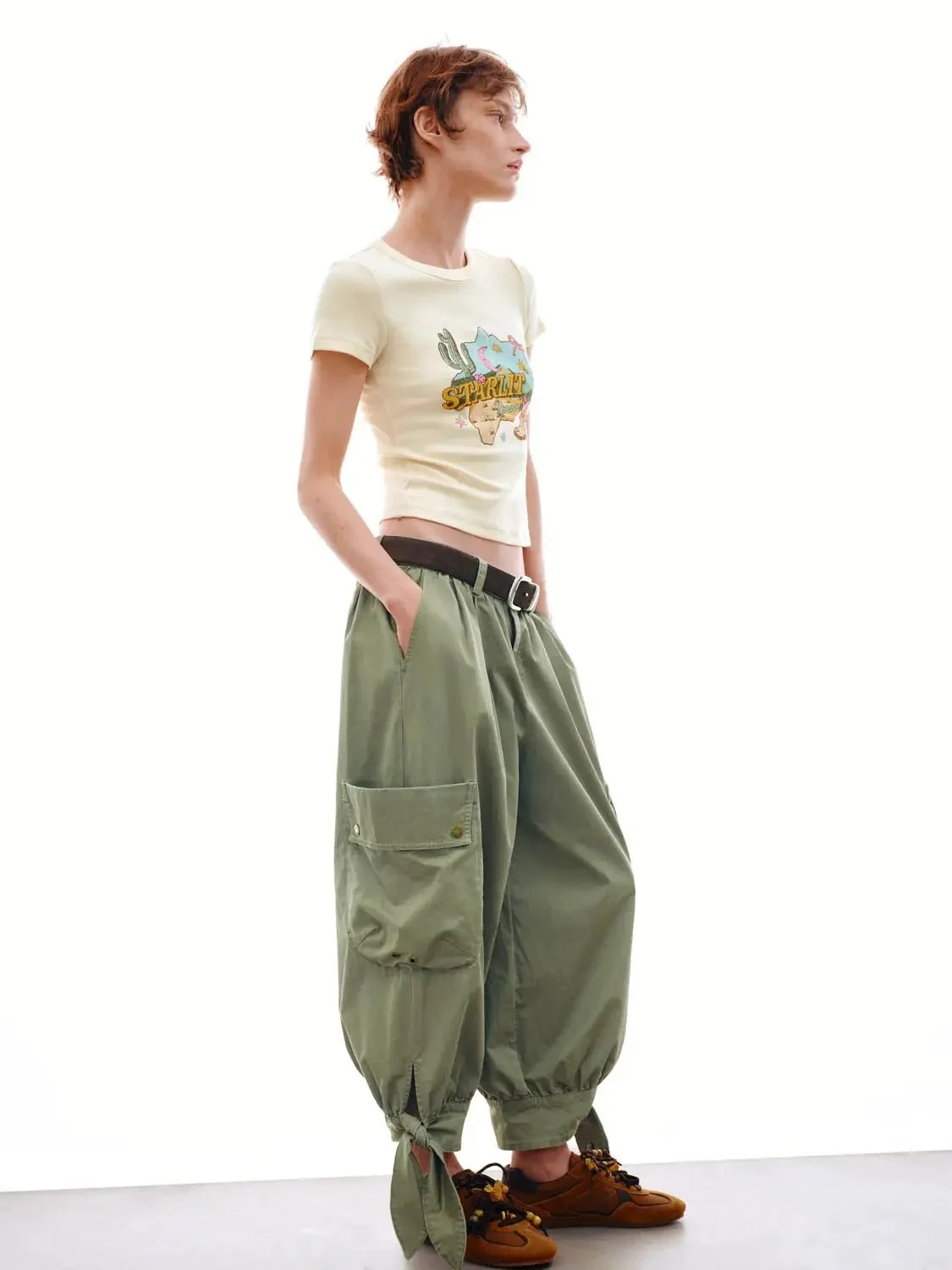 Graphic Cotton Elastane Desert Cactus Print T-Shirts