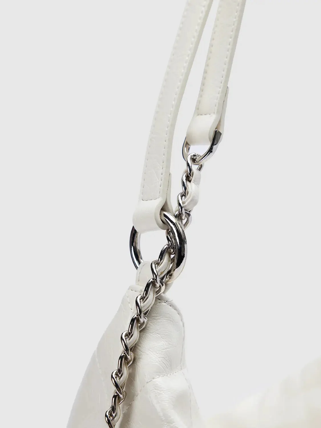 Quilted Black Chain Strap Textured Shoulder Bag