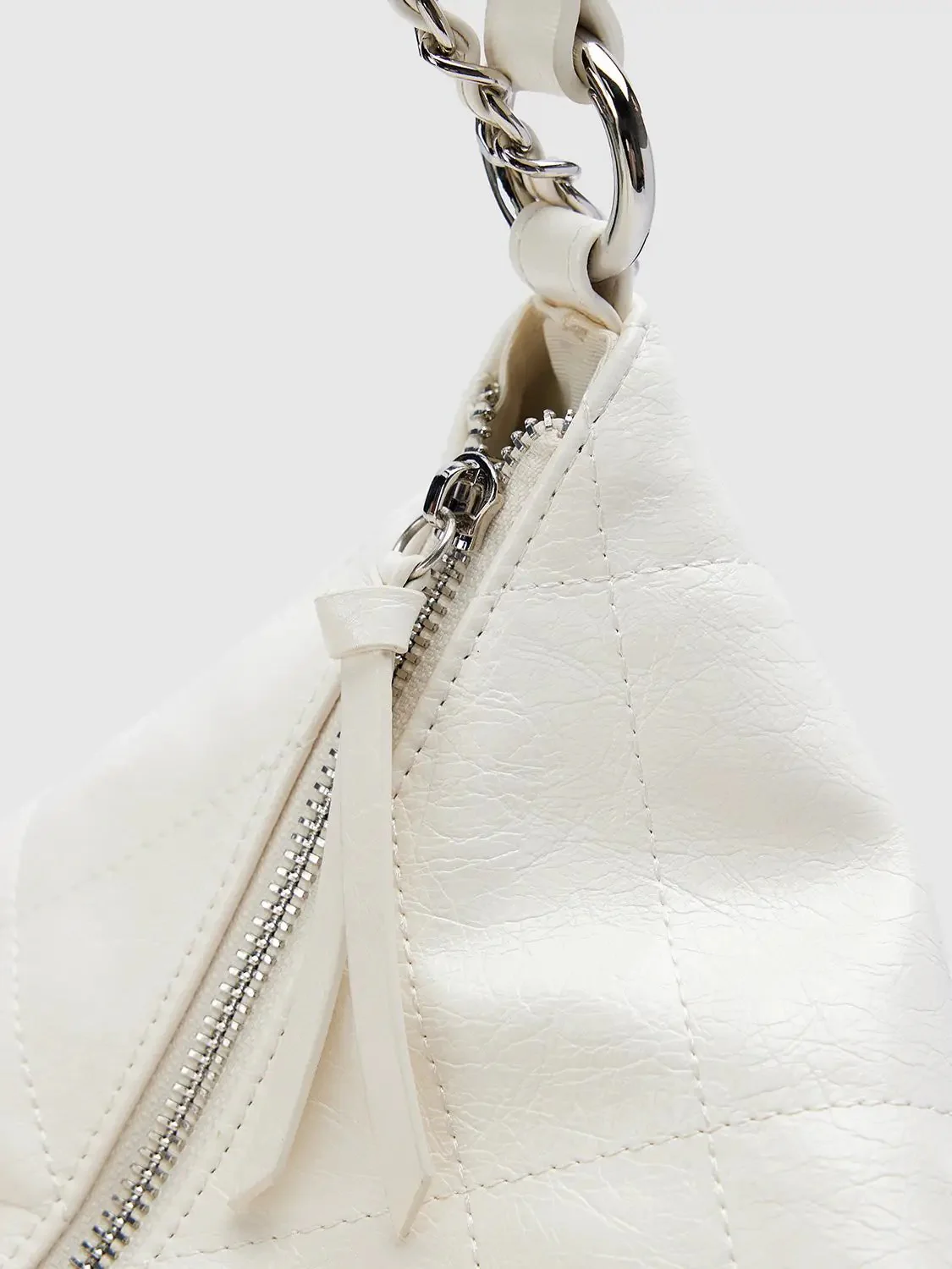 Quilted Black Chain Strap Textured Shoulder Bag