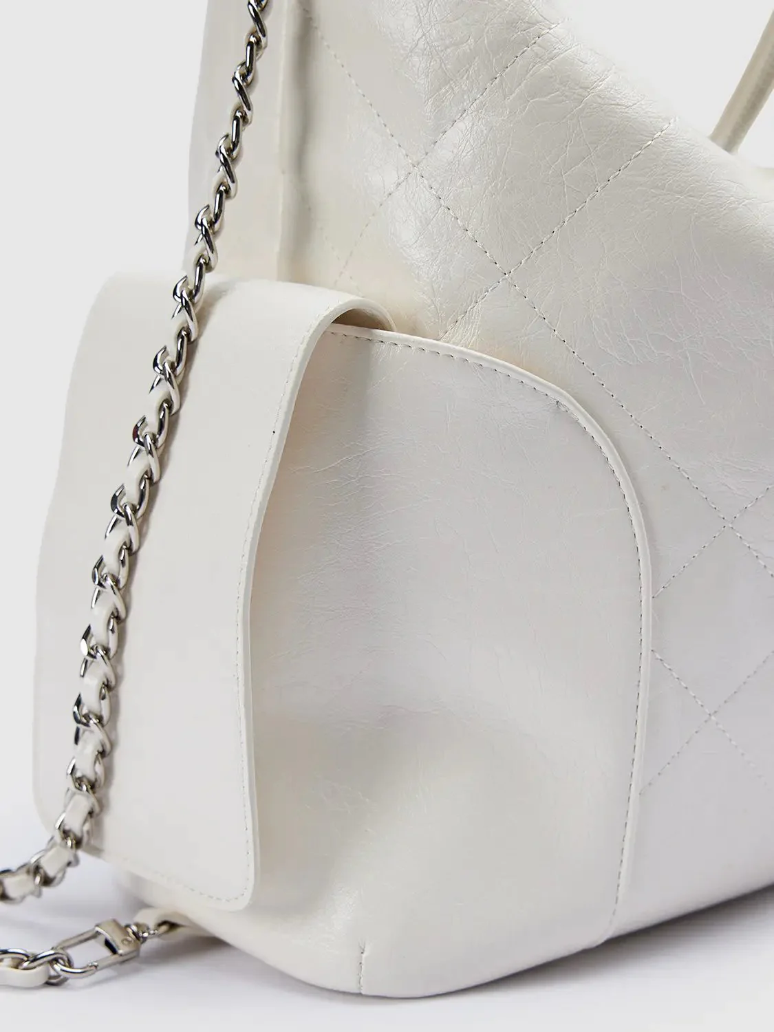 Quilted Black Chain Strap Textured Shoulder Bag