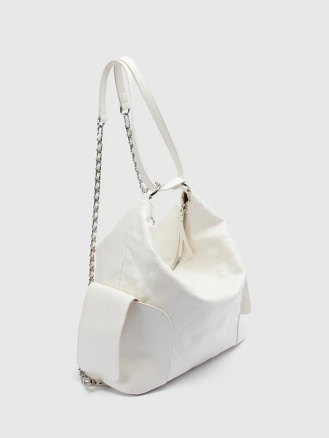 Quilted Black Chain Strap Textured Shoulder Bag