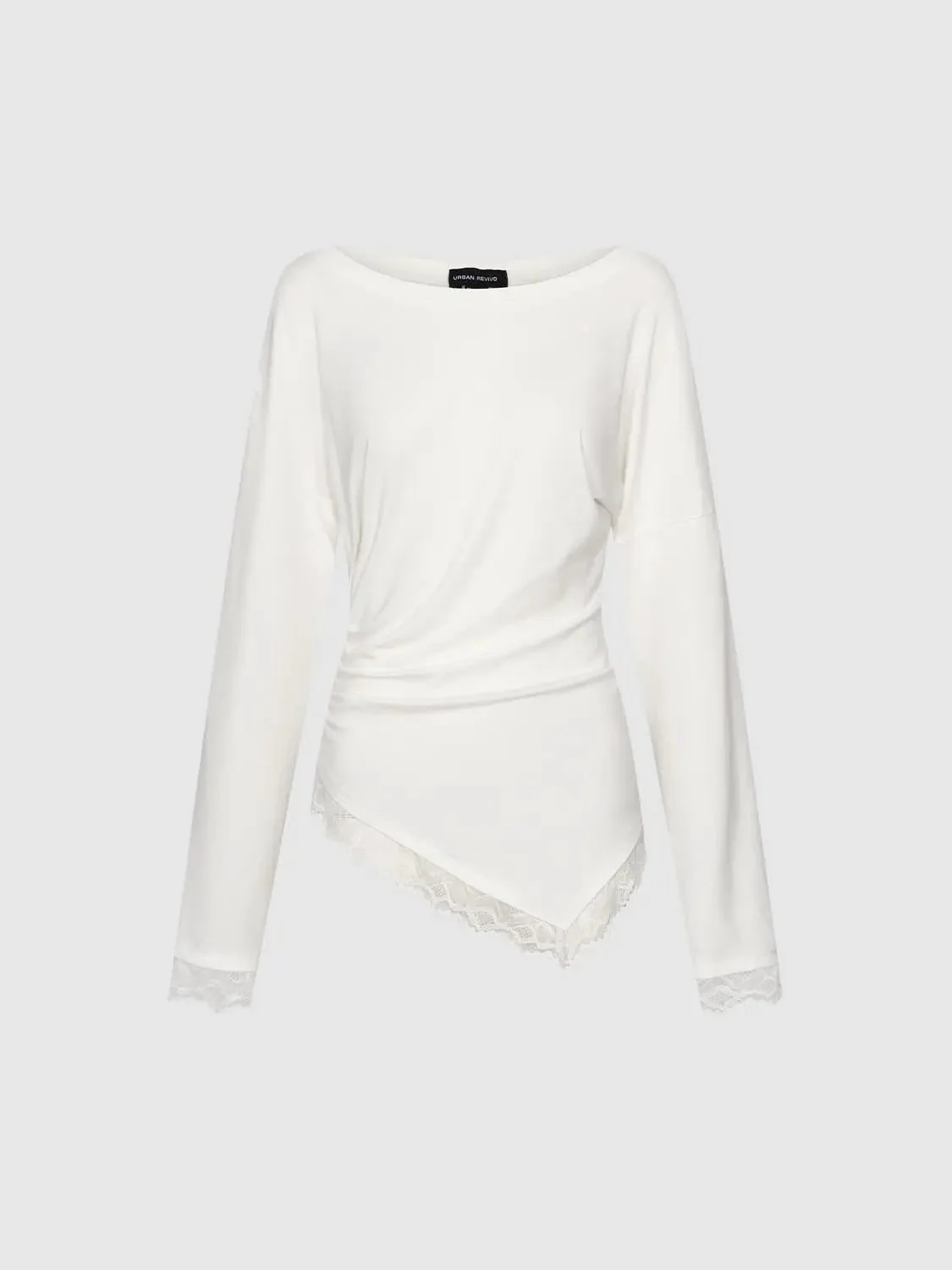 591-lace-trim-ruched-long-sleeve-silky-draped-top-7.webp Lace Trim Ruched Long Sleeve Silky Draped Top
