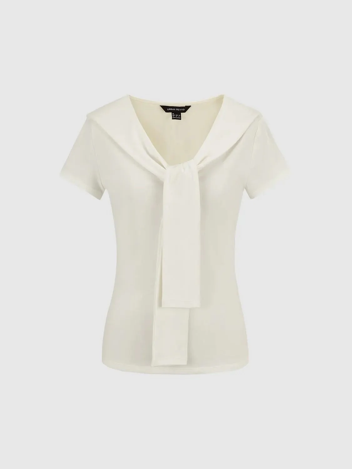 Viscose Cotton Blend Tie Neck Knit T Shirt