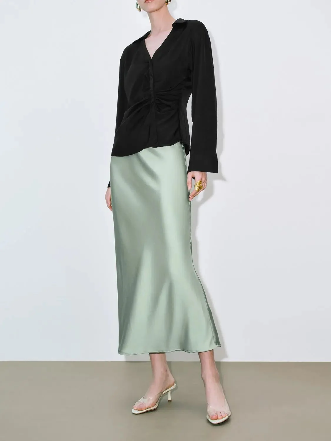 5993-elegant-olive-stretch-fabric-fishtail-slip-skirts-19.webp Elegant Olive Stretch Fabric Fishtail Slip Skirts