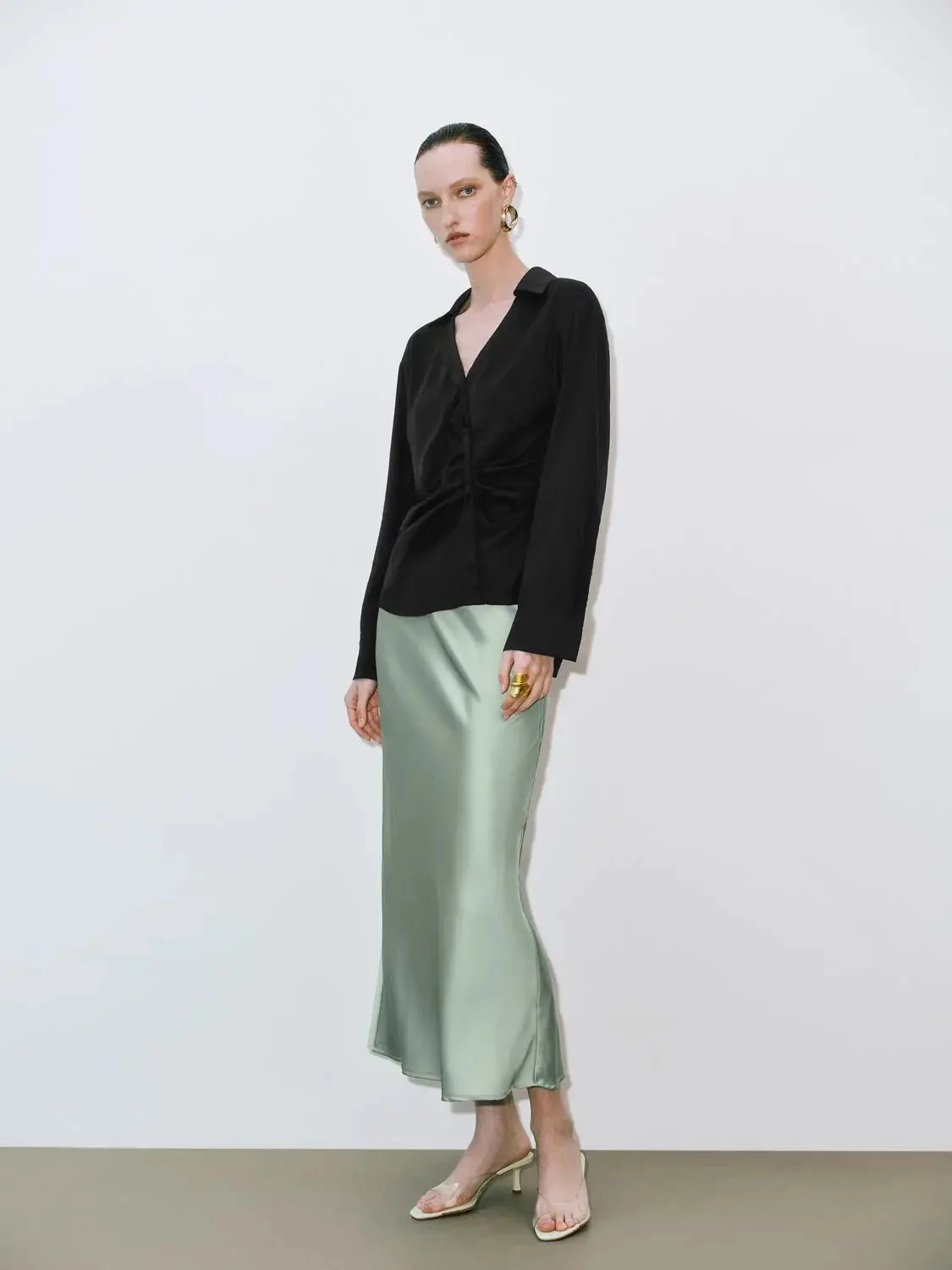 5993-elegant-olive-stretch-fabric-fishtail-slip-skirts-22.webp Elegant Olive Stretch Fabric Fishtail Slip Skirts