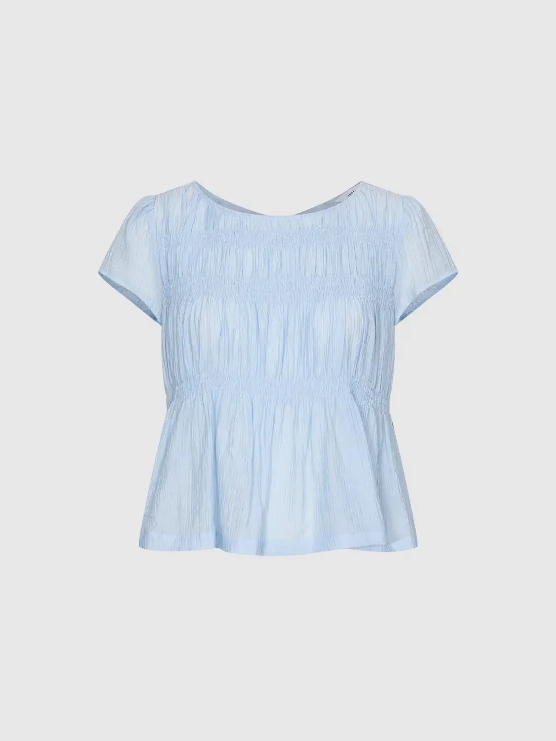 6036-ruffle-trim-smocked-short-sleeve-overhead-shirts-1.webp Ruffle Trim Smocked Short Sleeve Overhead Shirts