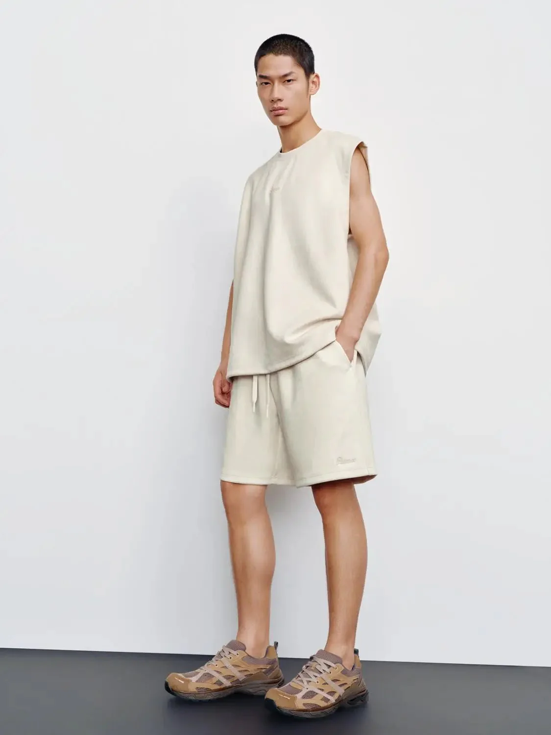 Embroidered Crew Neck Tank Tops With Medium Weight Slight Stretch