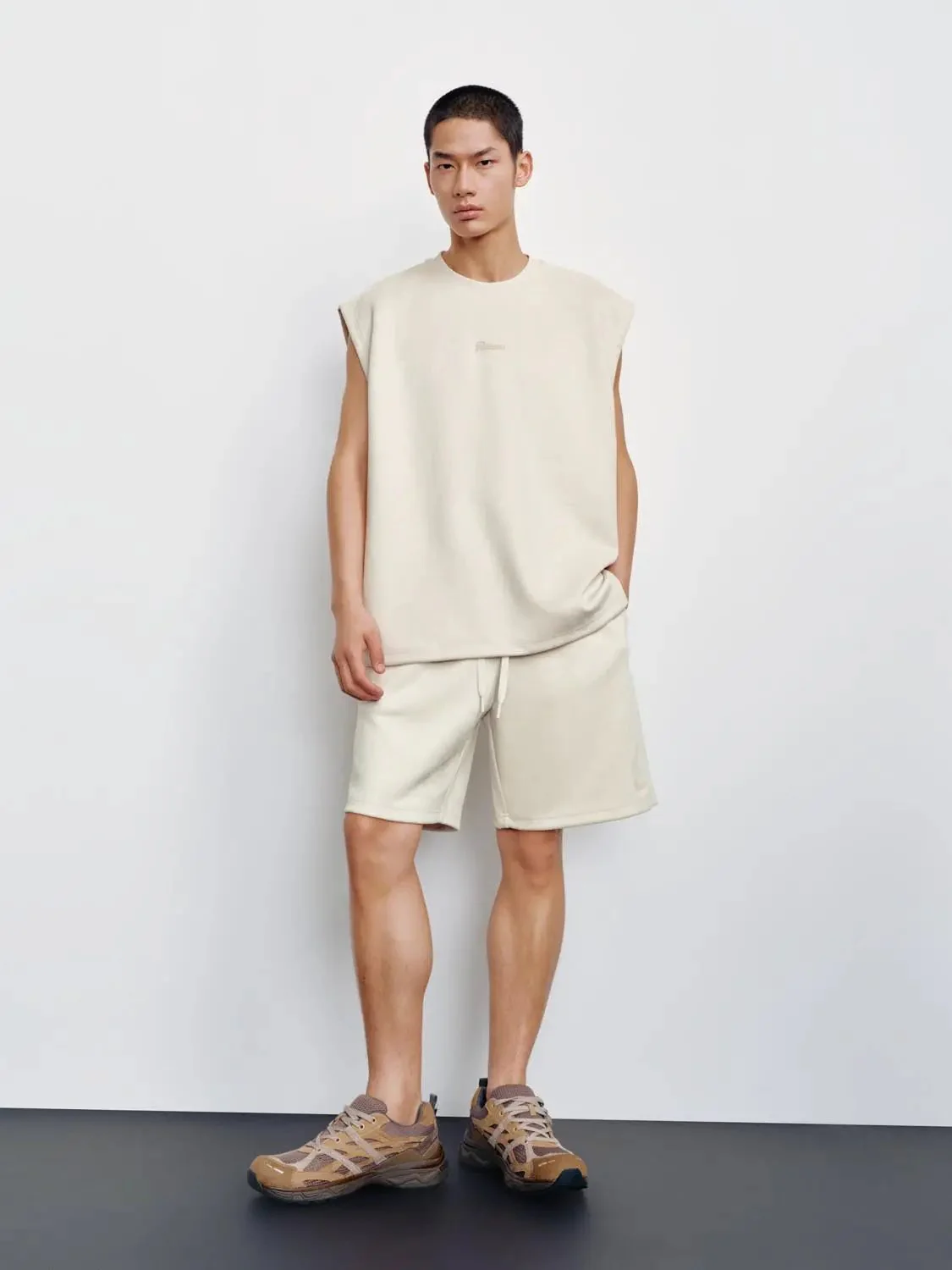 Embroidered Crew Neck Tank Tops With Medium Weight Slight Stretch