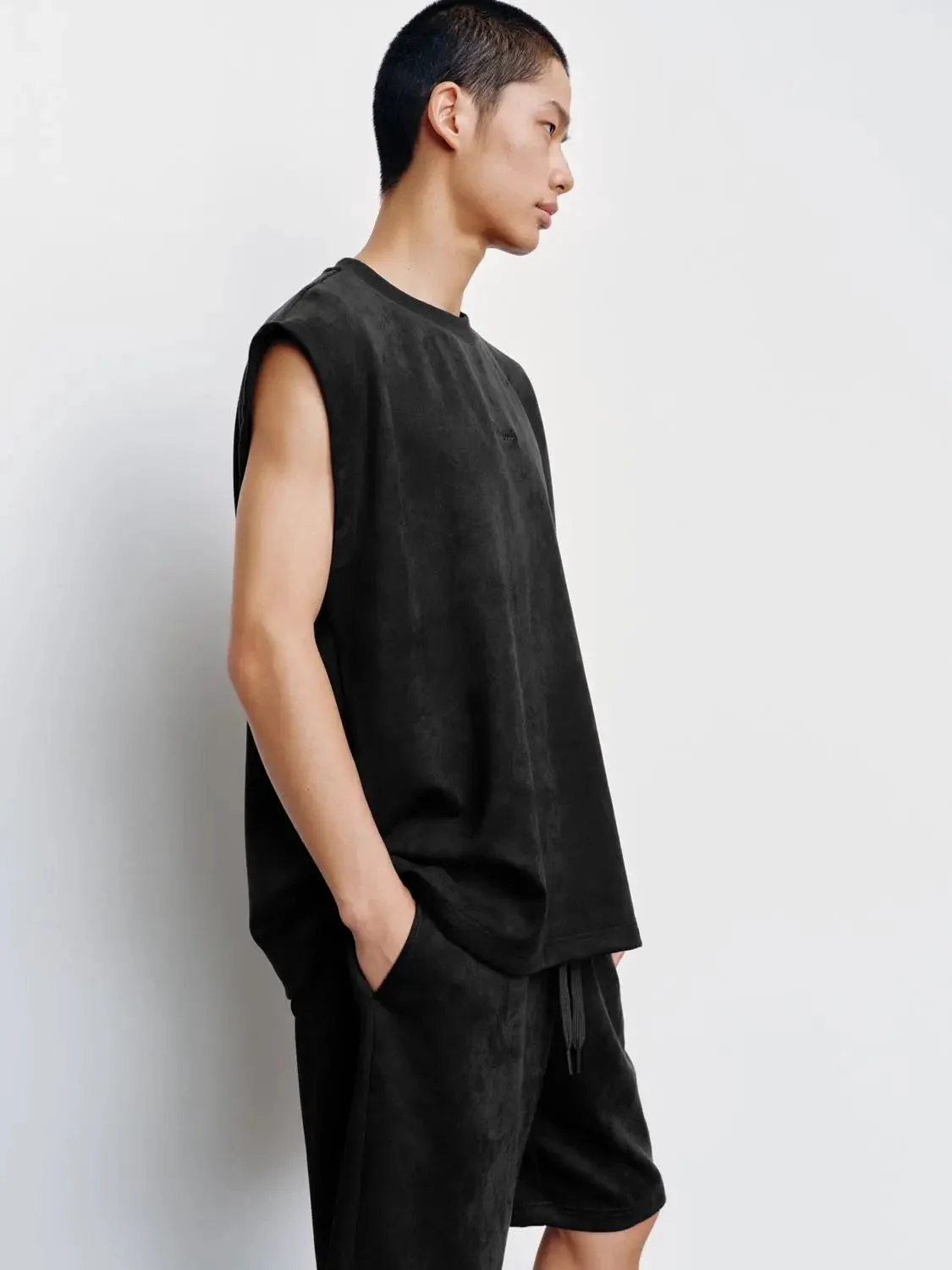 Embroidered Crew Neck Tank Tops With Medium Weight Slight Stretch
