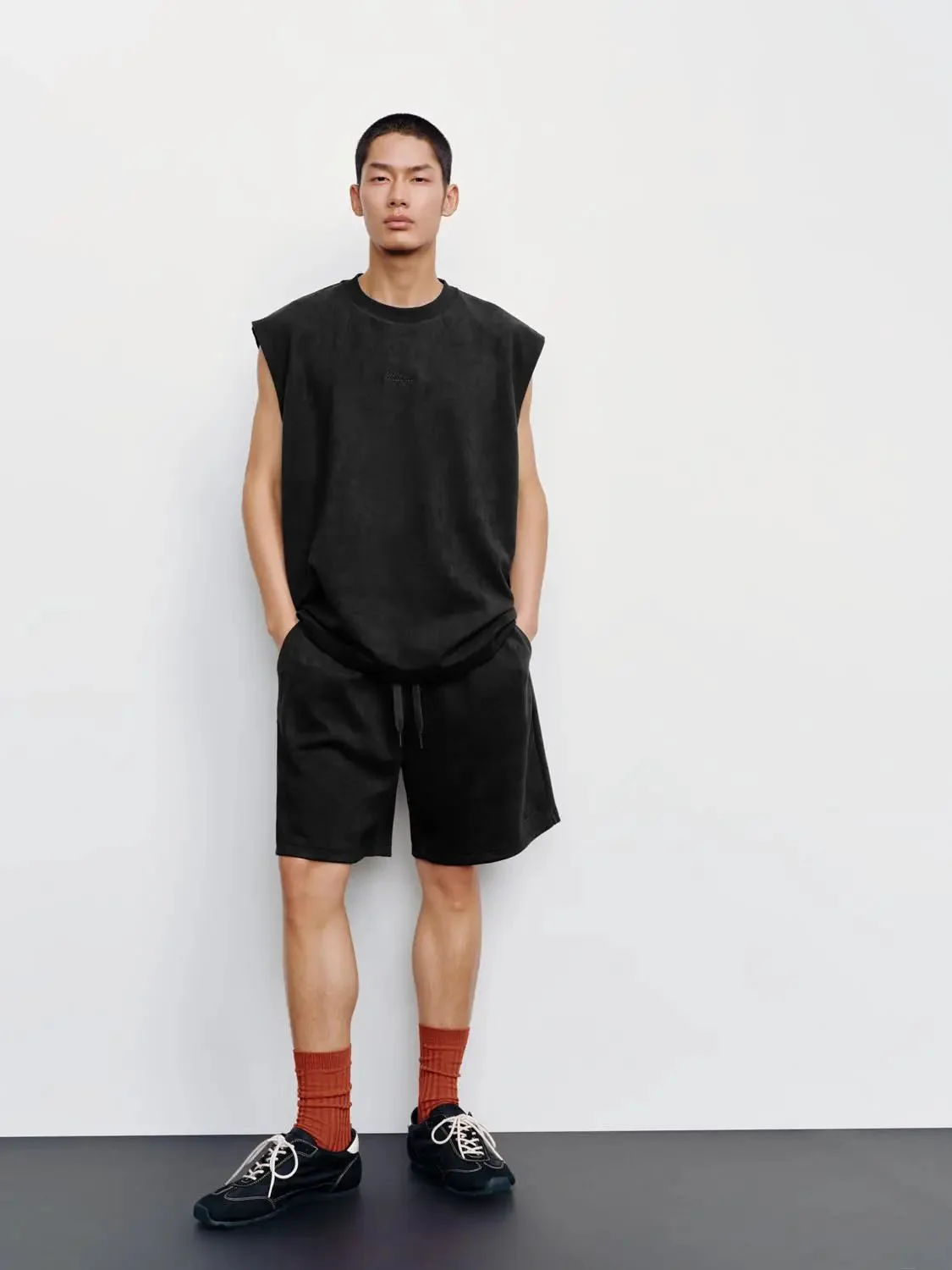 Embroidered Crew Neck Tank Tops With Medium Weight Slight Stretch