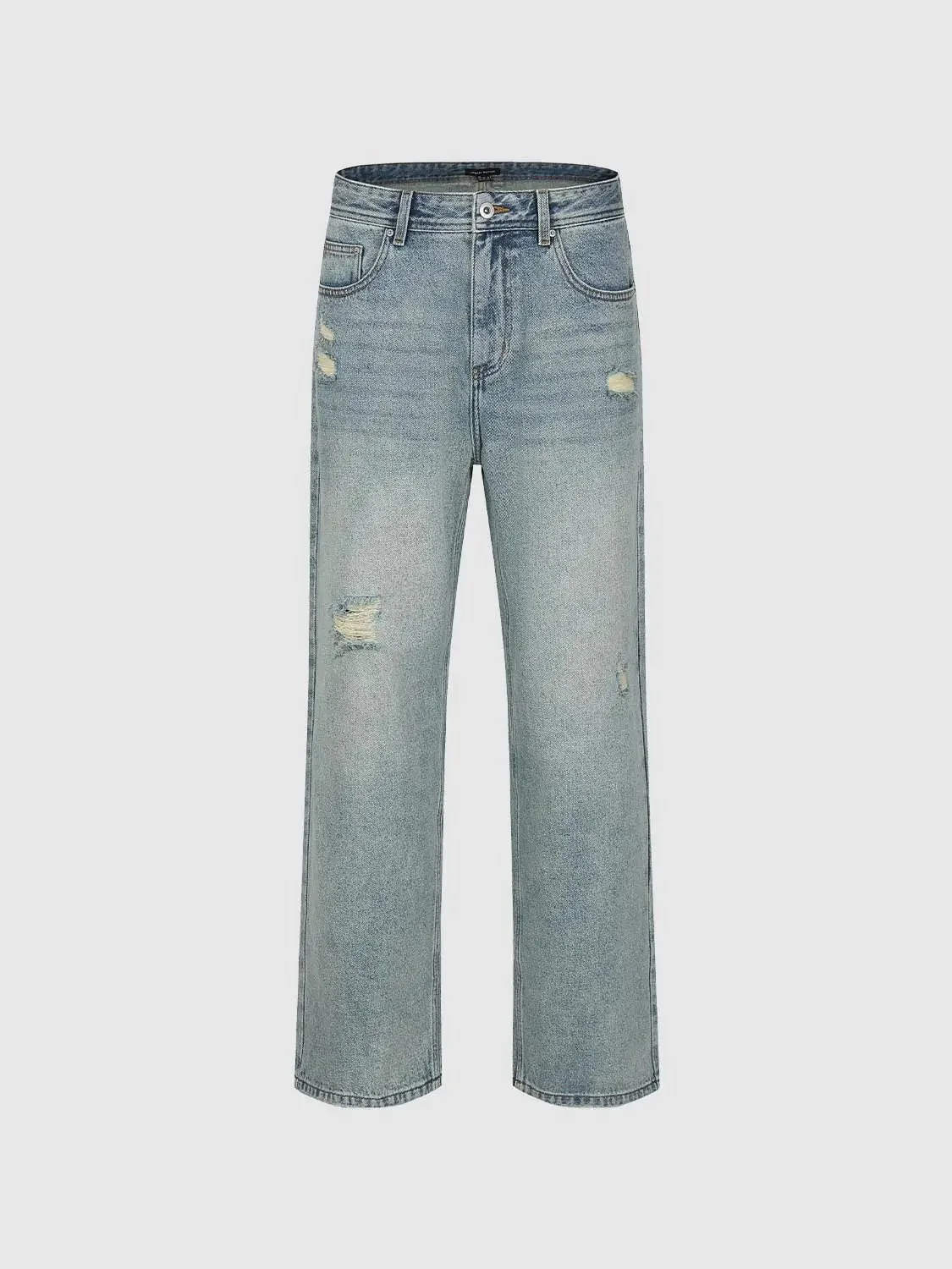 Raw Detail Straight Leg Jeans