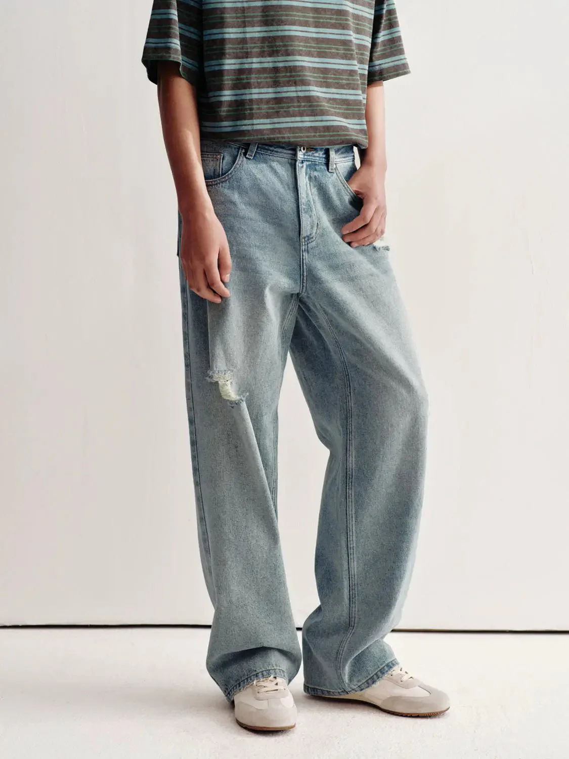 Raw Detail Straight Leg Jeans