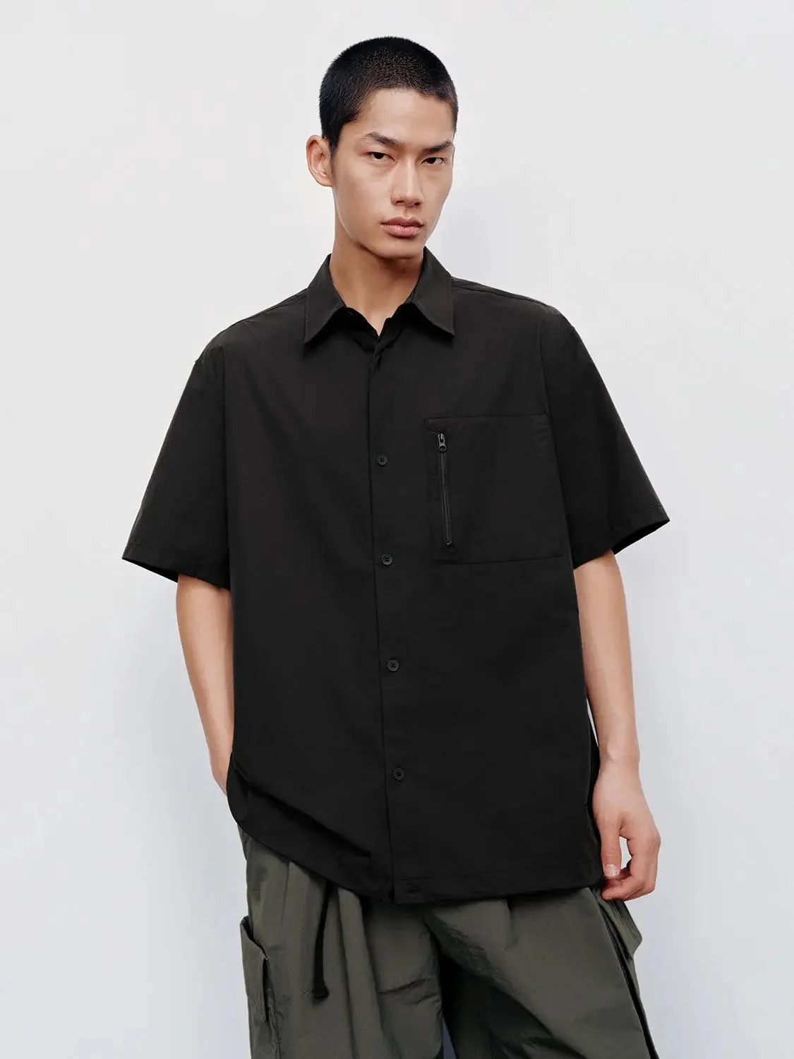 6172-cotton-blend-short-sleeve-chest-zip-pocket-shirts-1.webp Cotton Blend Short Sleeve Chest Zip Pocket Shirts