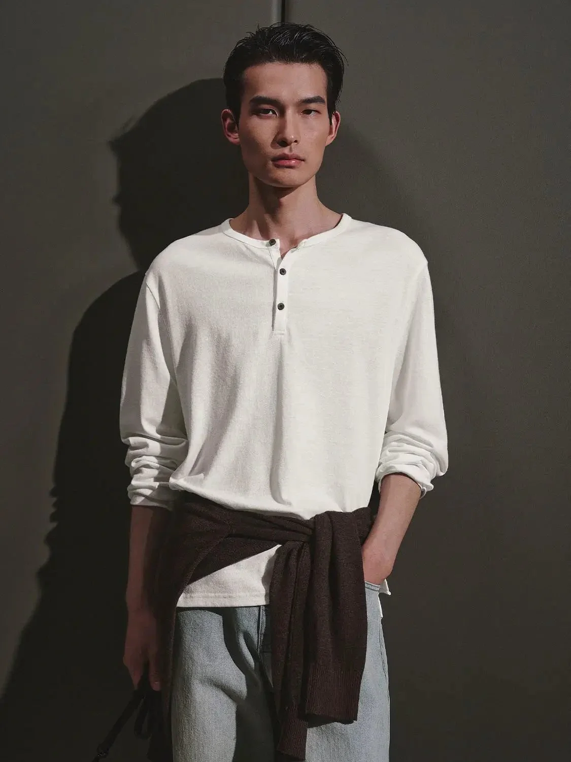 6189-henley-neck-cotton-linen-blend-long-sleeve-t-shirt-1.webp Henley Neck Cotton Linen Blend Long Sleeve T Shirt