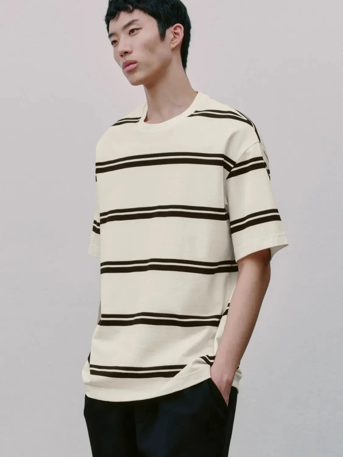 6279-cotton-blend-striped-crew-neck-t-shirt-2.webp Cotton Blend Striped Crew Neck T Shirt
