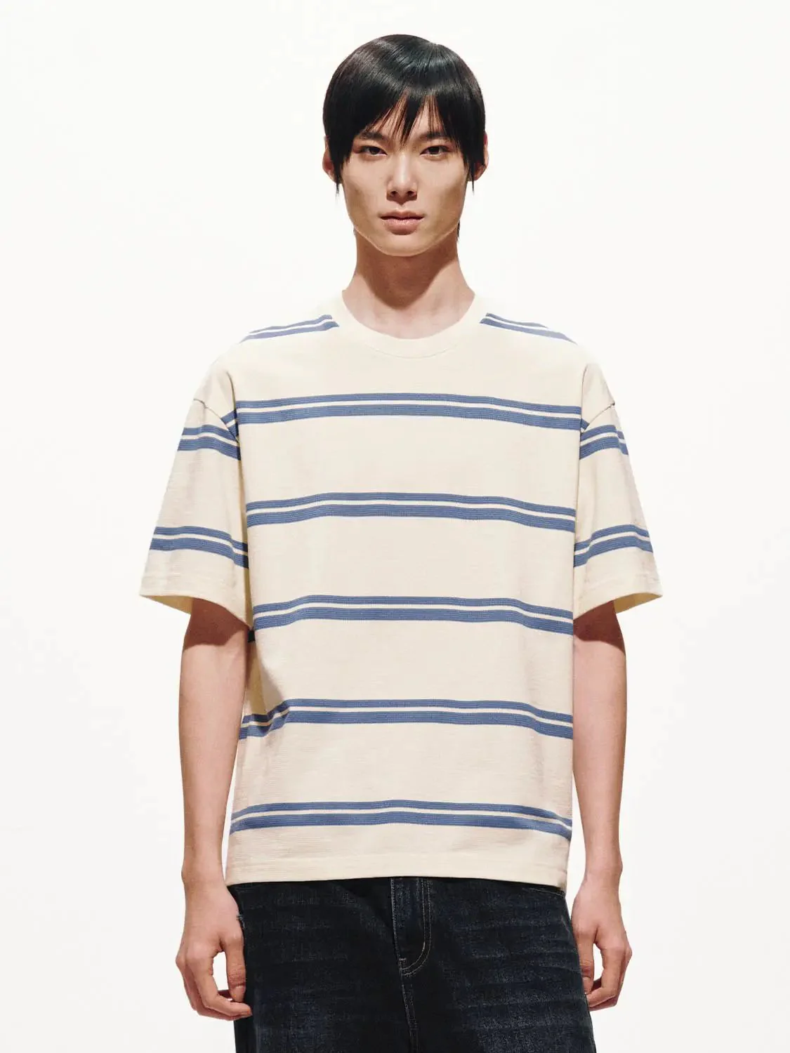 6279-cotton-blend-striped-crew-neck-t-shirt-9.webp Cotton Blend Striped Crew Neck T Shirt