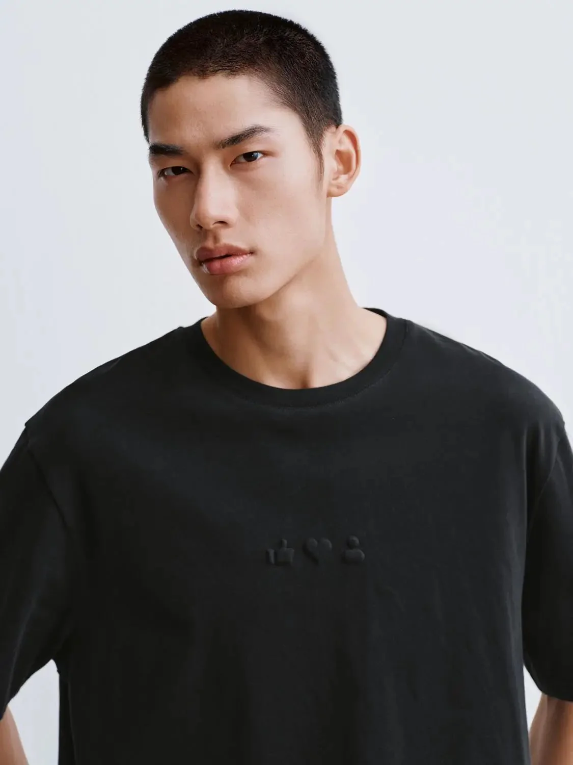 Cotton Jersey Minimal Embossed Logo Crew Neck T-Shirts