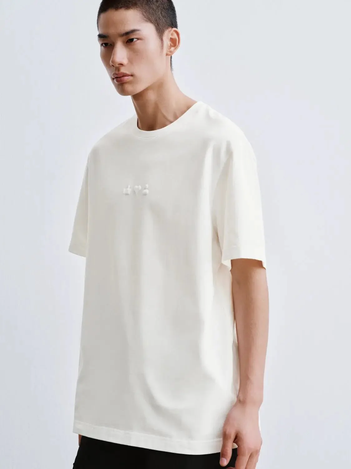 Cotton Jersey Minimal Embossed Logo Crew Neck T-Shirts