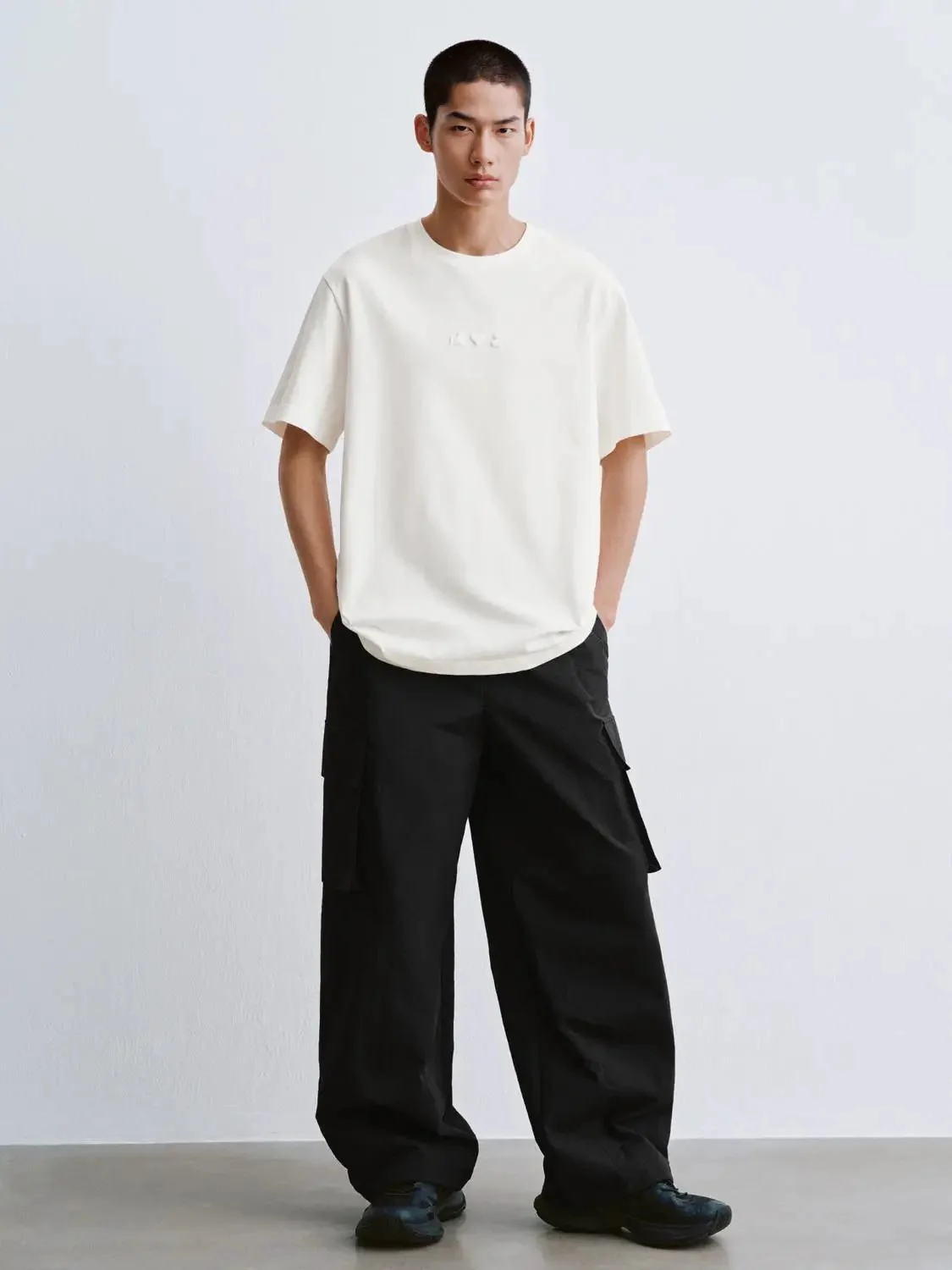 Cotton Jersey Minimal Embossed Logo Crew Neck T-Shirts