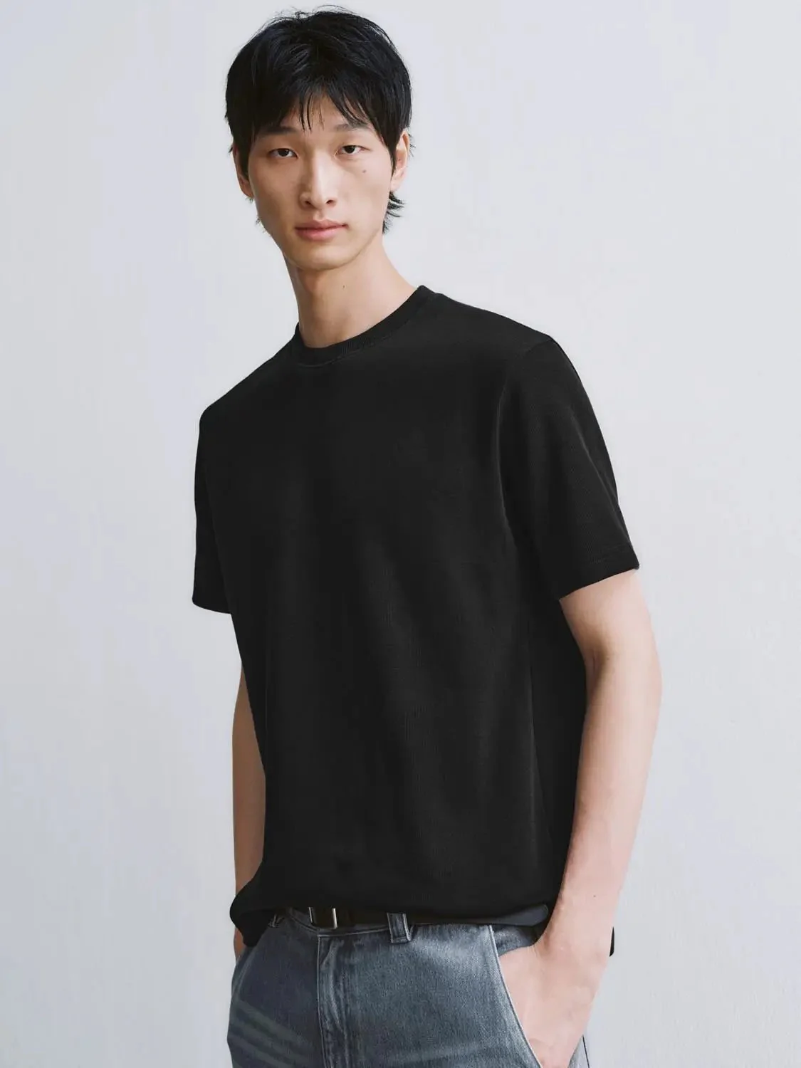 Cotton Blend Crew Neck Short Sleeve T Shirt