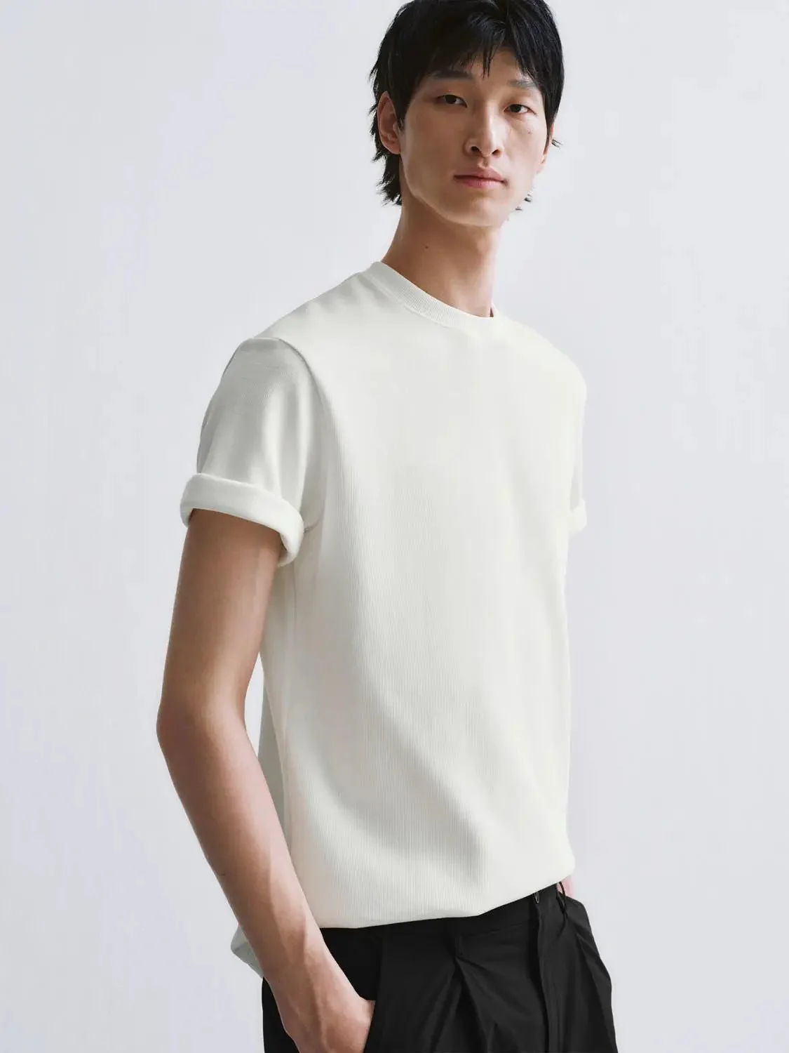 Cotton Blend Crew Neck Short Sleeve T Shirt