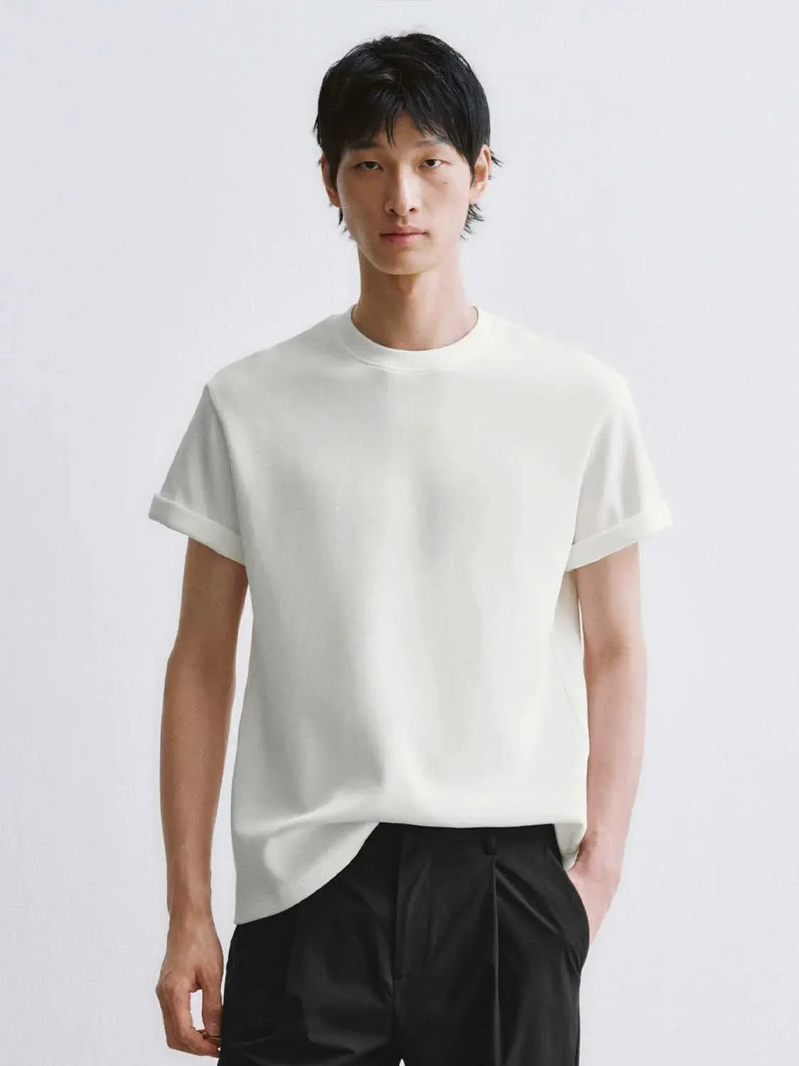 Cotton Blend Crew Neck Short Sleeve T Shirt