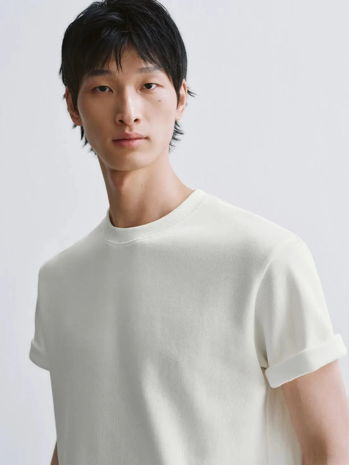 Cotton Blend Crew Neck Short Sleeve T Shirt