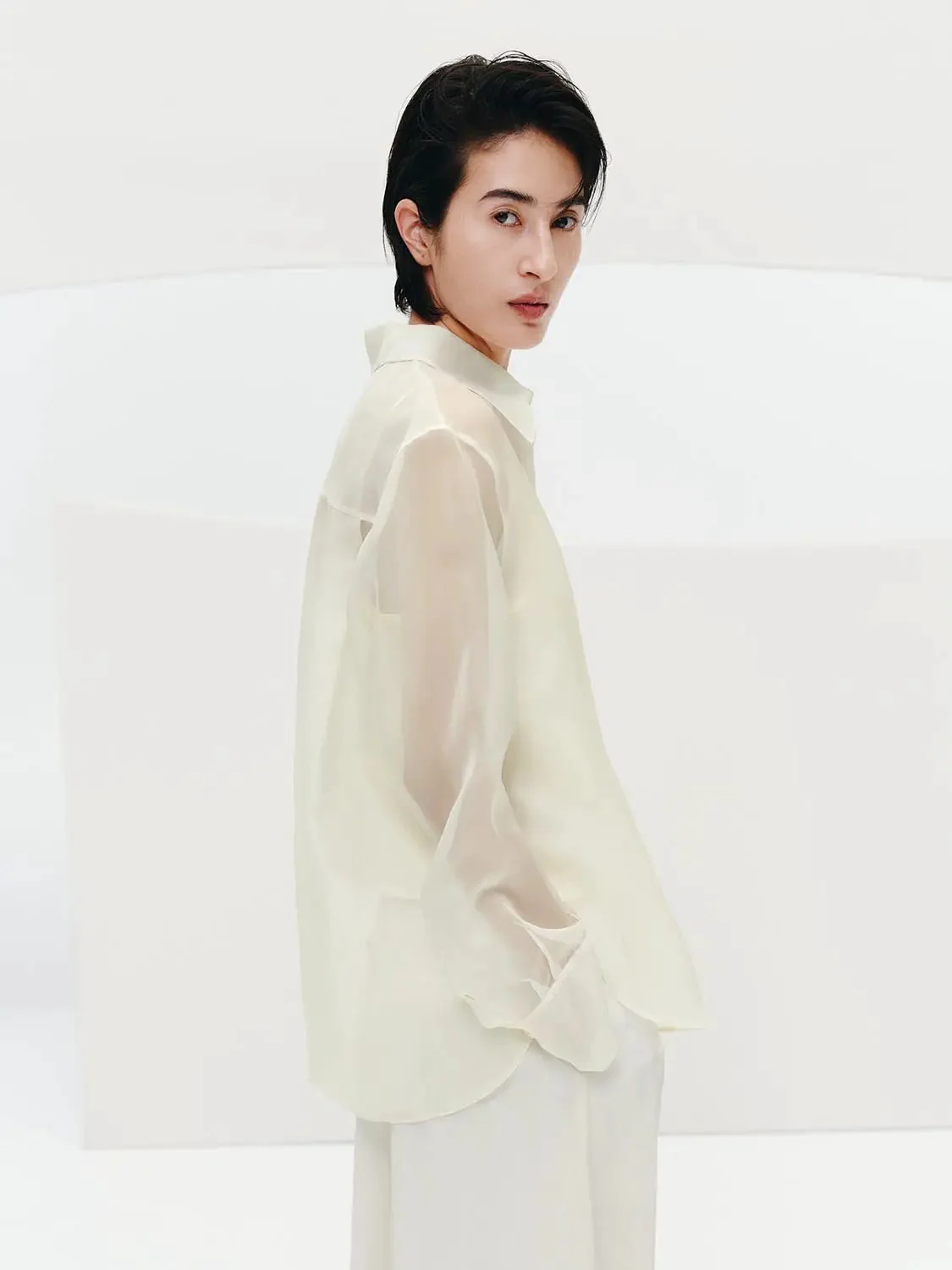 642-ivory-silk-sheer-draped-loose-fit-shirts-2.webp Ivory Silk Sheer Draped Loose Fit Shirts