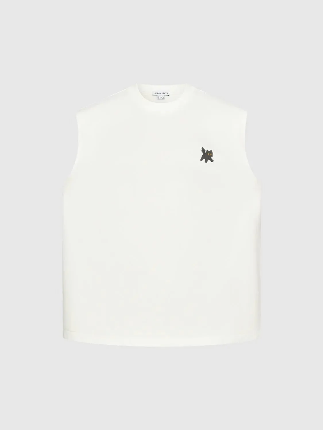 Cotton Black Sleeveless Design With Minimal Logo Tank Tops
