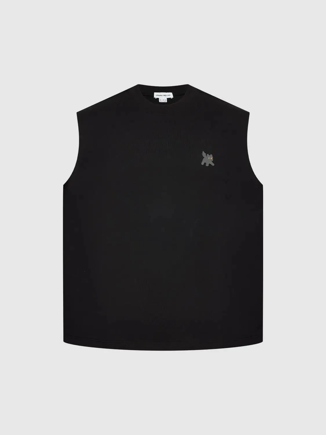 Cotton Black Sleeveless Design With Minimal Logo Tank Tops
