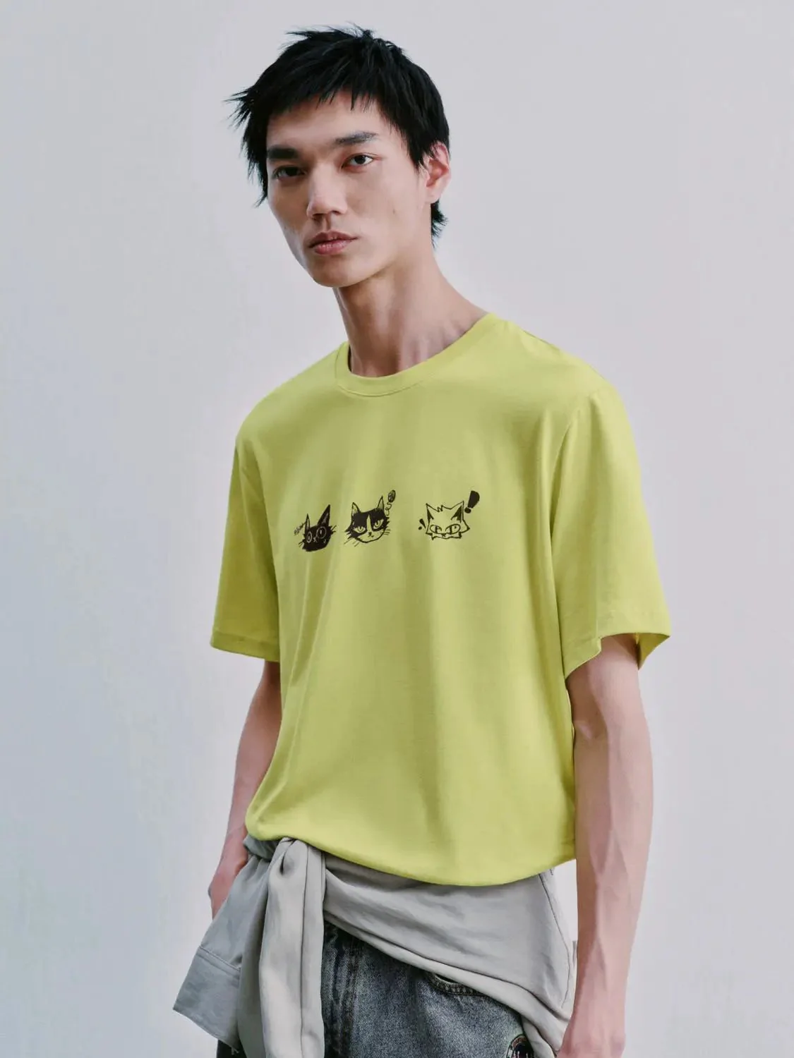 6467-cotton-cat-face-print-summer-t-shirt-2.webp Cotton Cat Face Print Summer T Shirt