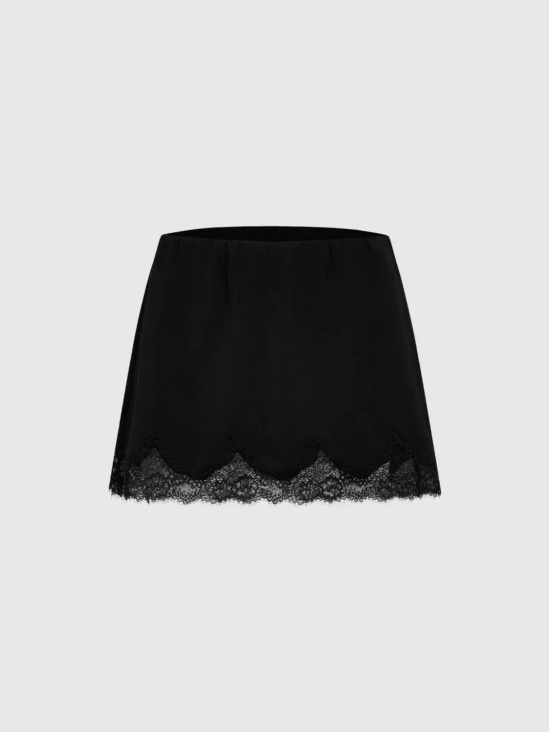 657-ivory-silk-satin-lace-trim-pleated-mini-skirts-4.webp Ivory Silk Satin Lace Trim Pleated Mini Skirts