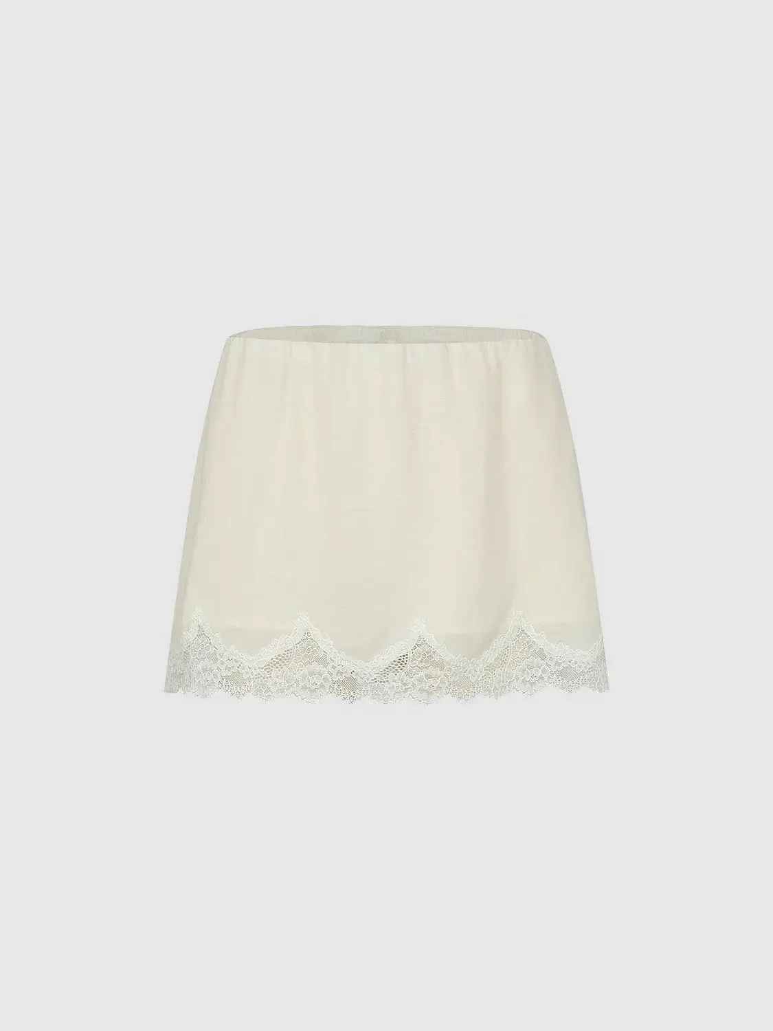 657-ivory-silk-satin-lace-trim-pleated-mini-skirts-7.webp Ivory Silk Satin Lace Trim Pleated Mini Skirts