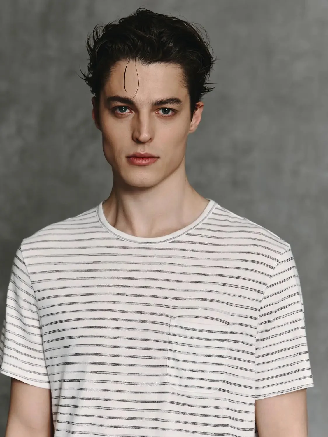 Lightweight Cotton Linen Striped Stretch Knit T-Shirts