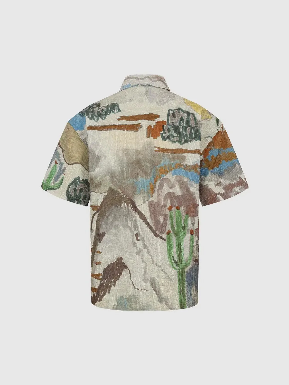 Abstract Landscape Print Short Sleeve Shirts