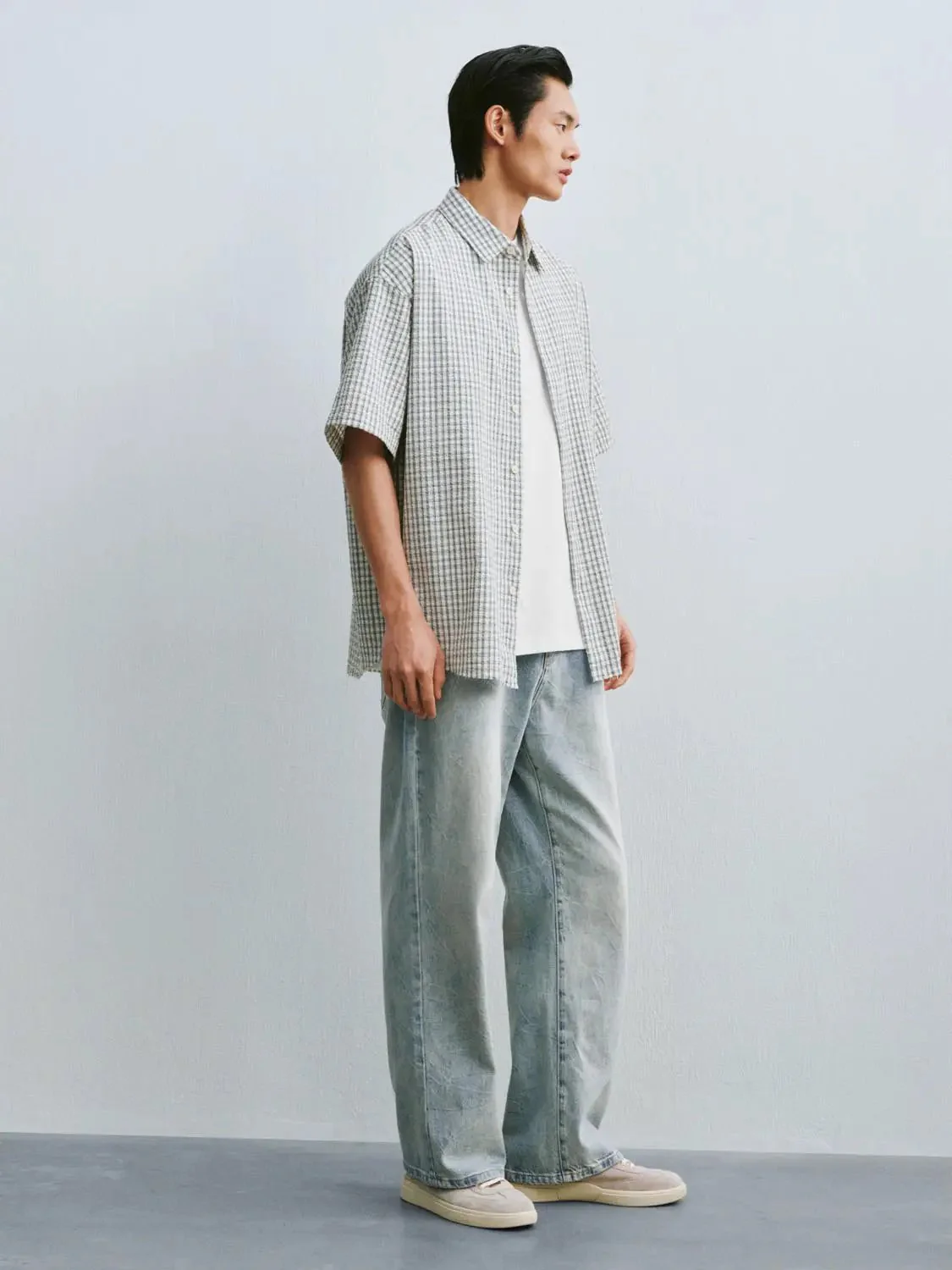 6686-checkered-polyester-cotton-blend-short-sleeve-shirts-5.webp Checkered Polyester Cotton Blend Short Sleeve Shirts