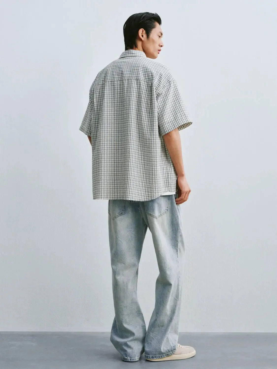 6686-checkered-polyester-cotton-blend-short-sleeve-shirts-6.webp Checkered Polyester Cotton Blend Short Sleeve Shirts