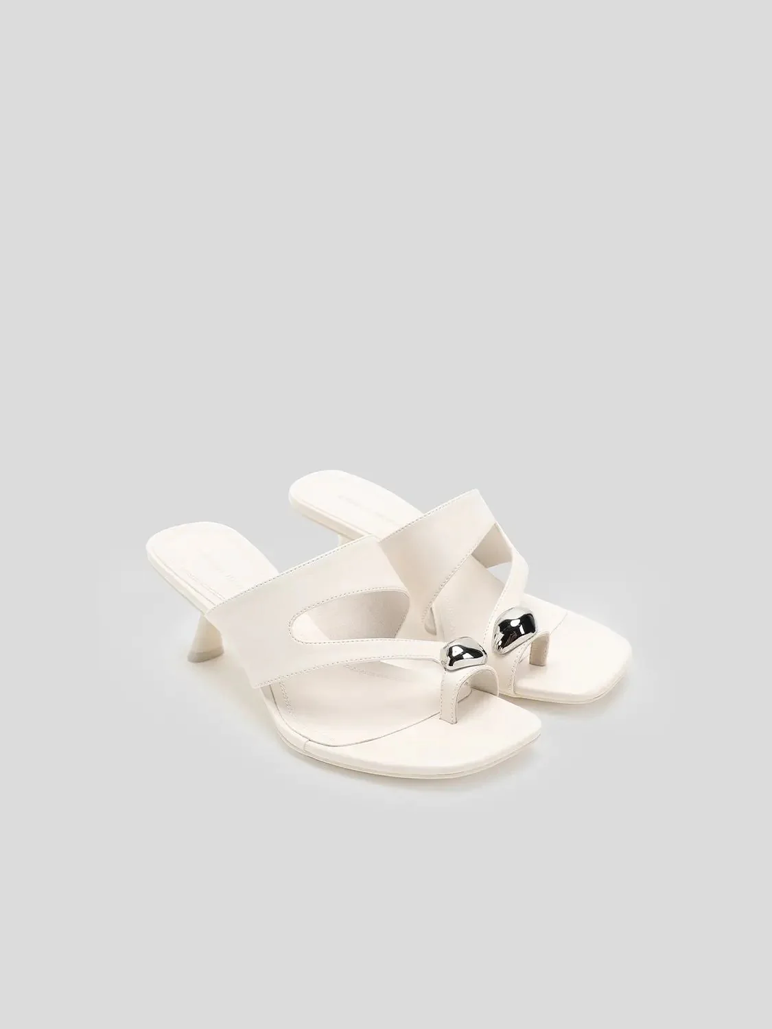 Fabric Upper Strappy Heel Sandals With Metallic Bead Accents