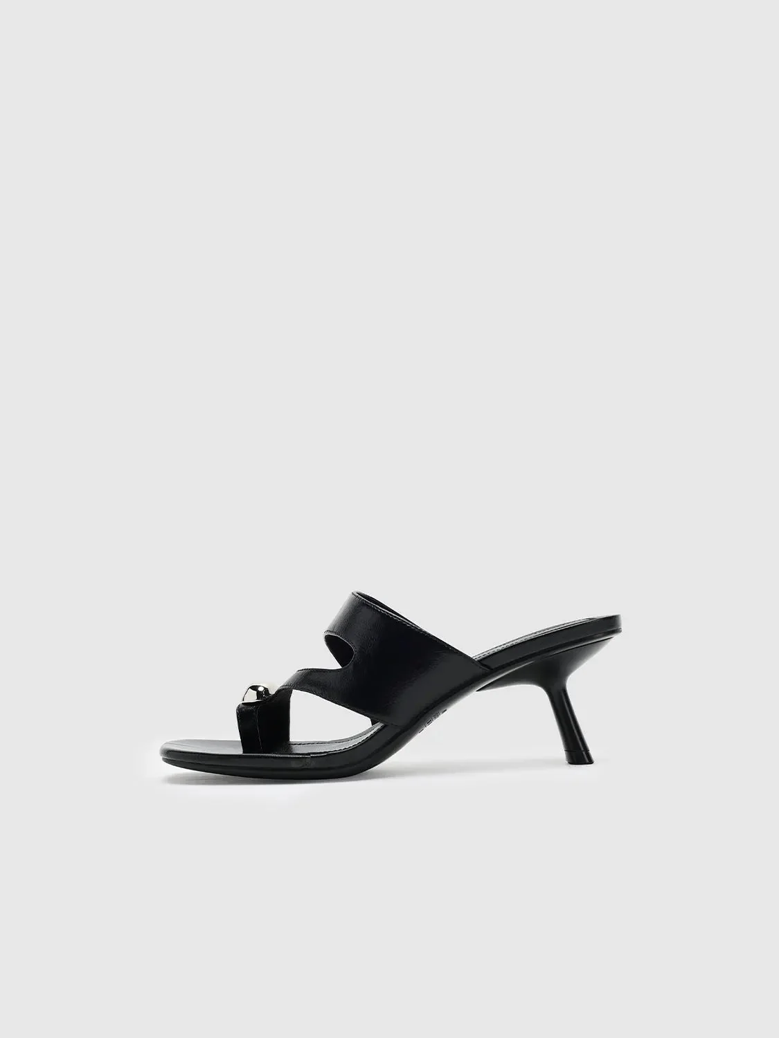 Fabric Upper Strappy Heel Sandals With Metallic Bead Accents