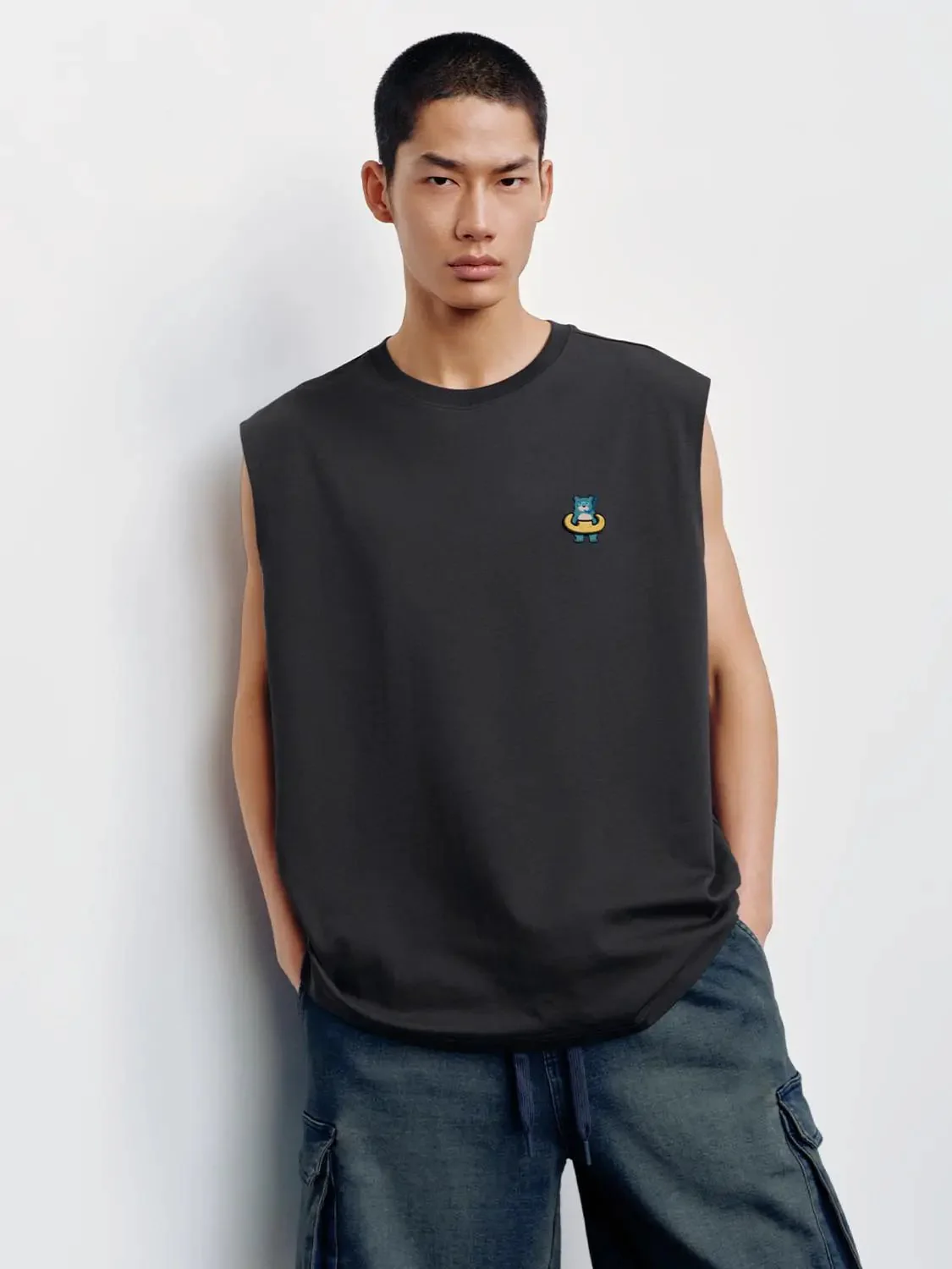 Cat Embroidered Graphic Tank Tops