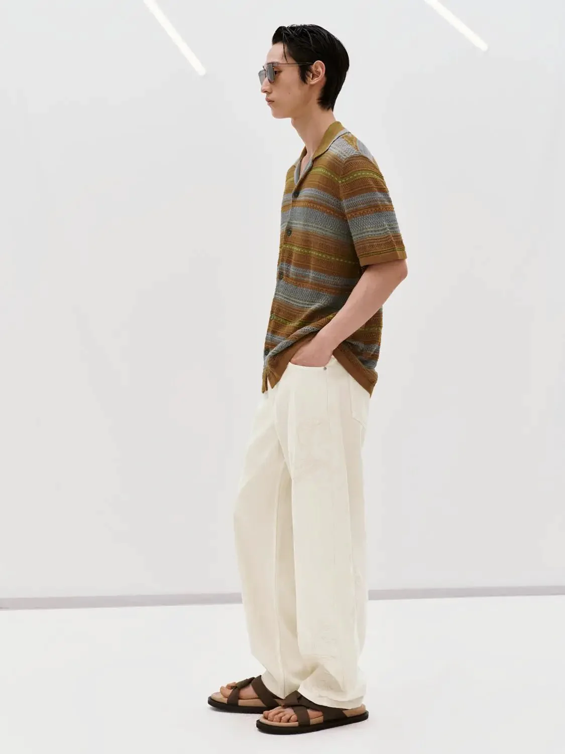 6859-contrast-striped-short-sleeve-knitted-cardigans-lightweight-casual-5.webp Contrast Striped Short Sleeve Knitted Cardigans Lightweight Casual