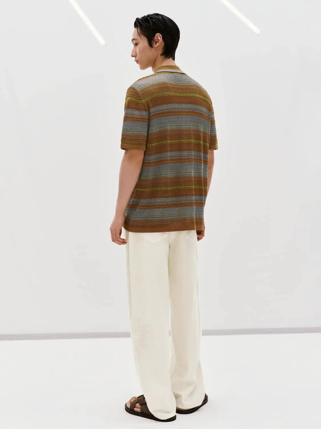 6859-contrast-striped-short-sleeve-knitted-cardigans-lightweight-casual-6.webp Contrast Striped Short Sleeve Knitted Cardigans Lightweight Casual
