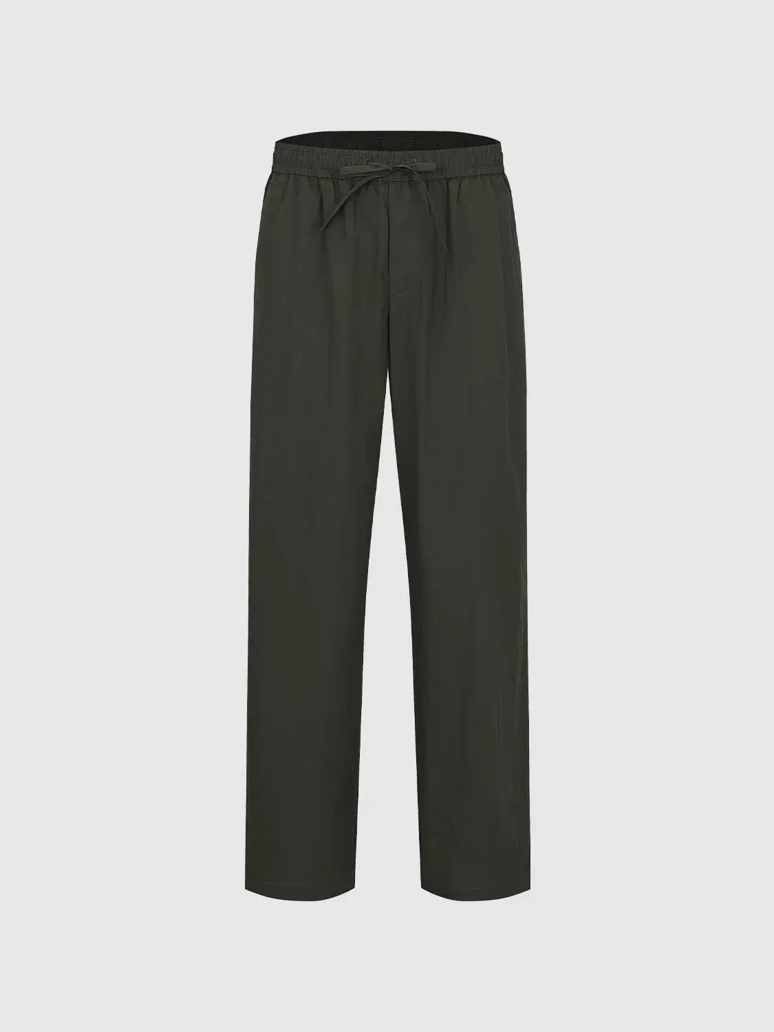 Drawstring Pull On Straight Leg Pants With Slight Stretch