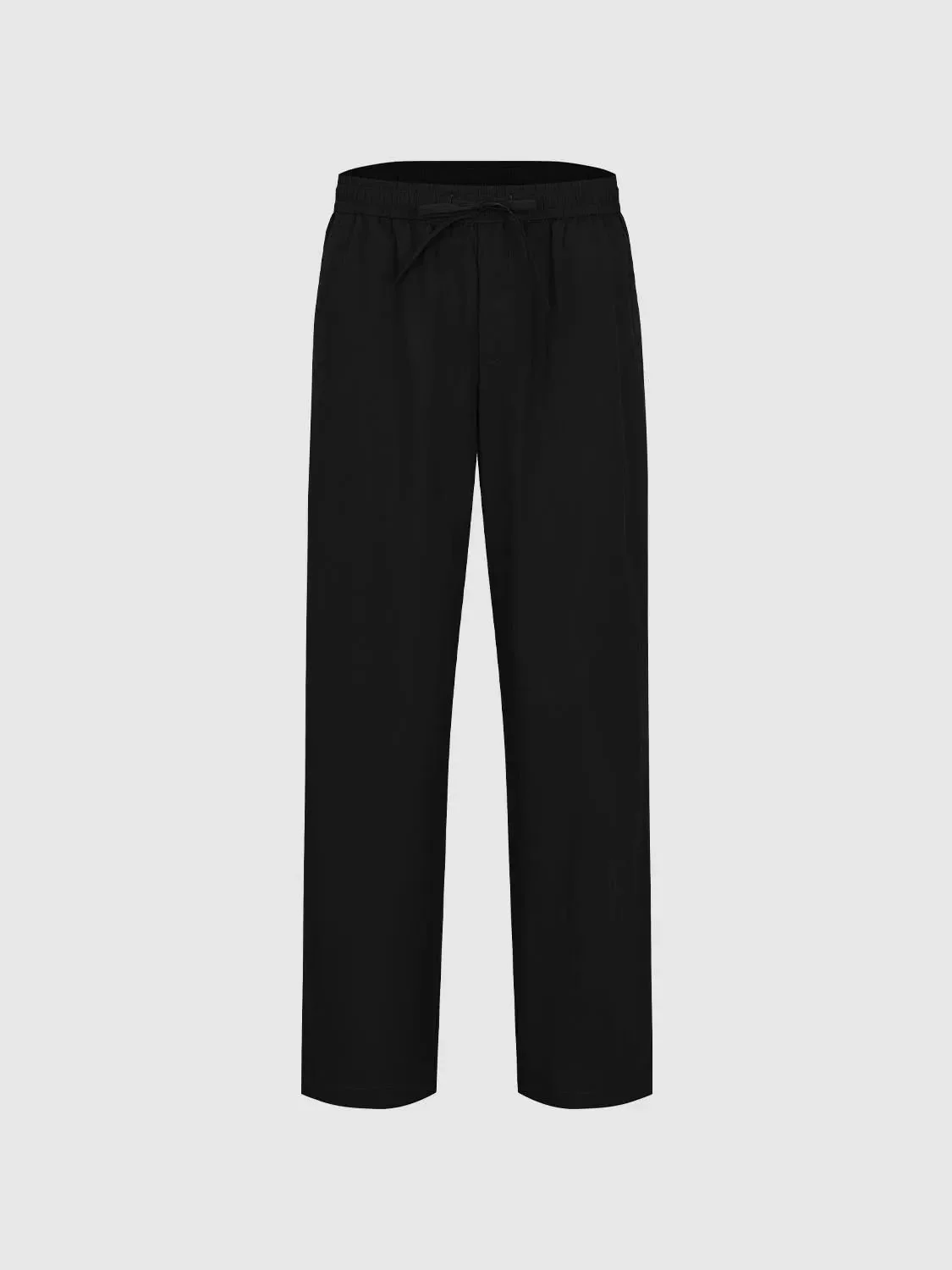 Drawstring Pull On Straight Leg Pants With Slight Stretch