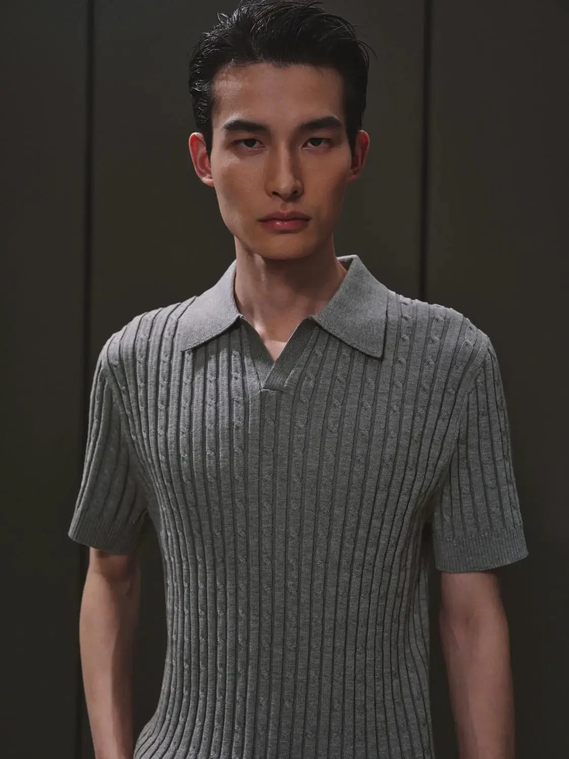 7058-polo-neck-cable-knitted-t-shirts-2.webp Polo Neck Cable Knitted T-Shirts
