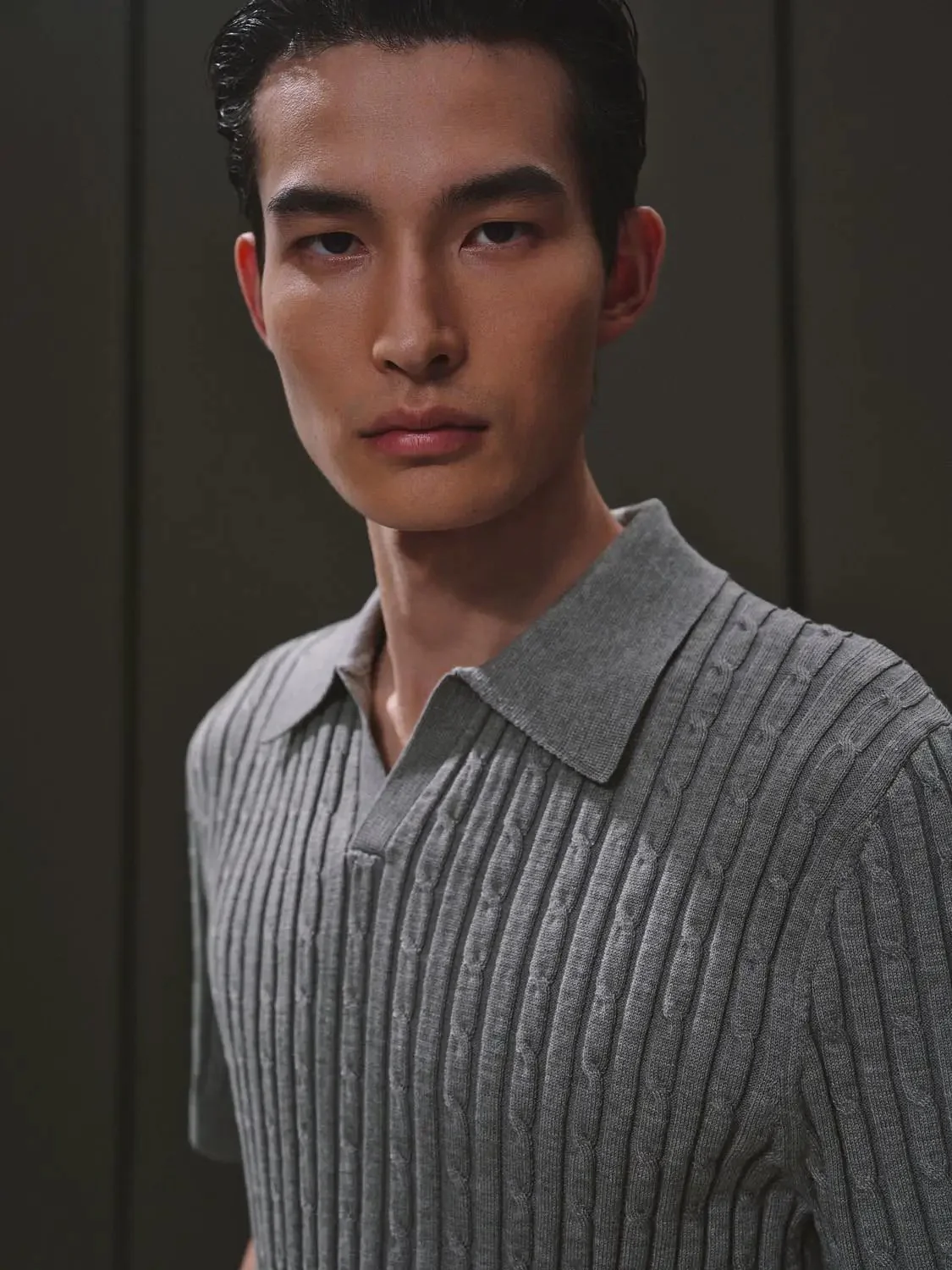 7058-polo-neck-cable-knitted-t-shirts-3.webp Polo Neck Cable Knitted T-Shirts