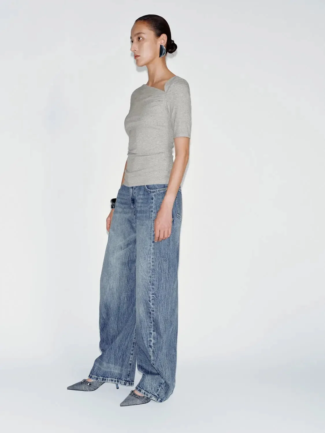 708-asymmetric-neck-ruched-viscose-cotton-t-shirt-13.webp Asymmetric Neck Ruched Viscose Cotton T Shirt
